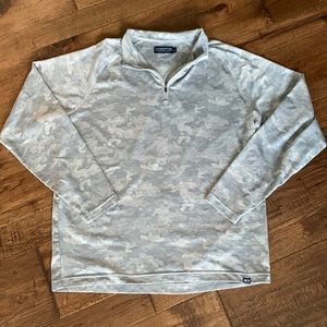 NWOT mens Fishhippie Co size L 3/4 zip long sleeve shirt, grey camo print